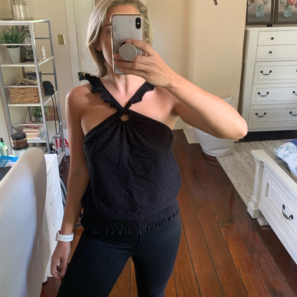 Anthropologie Keyhole Black Tank